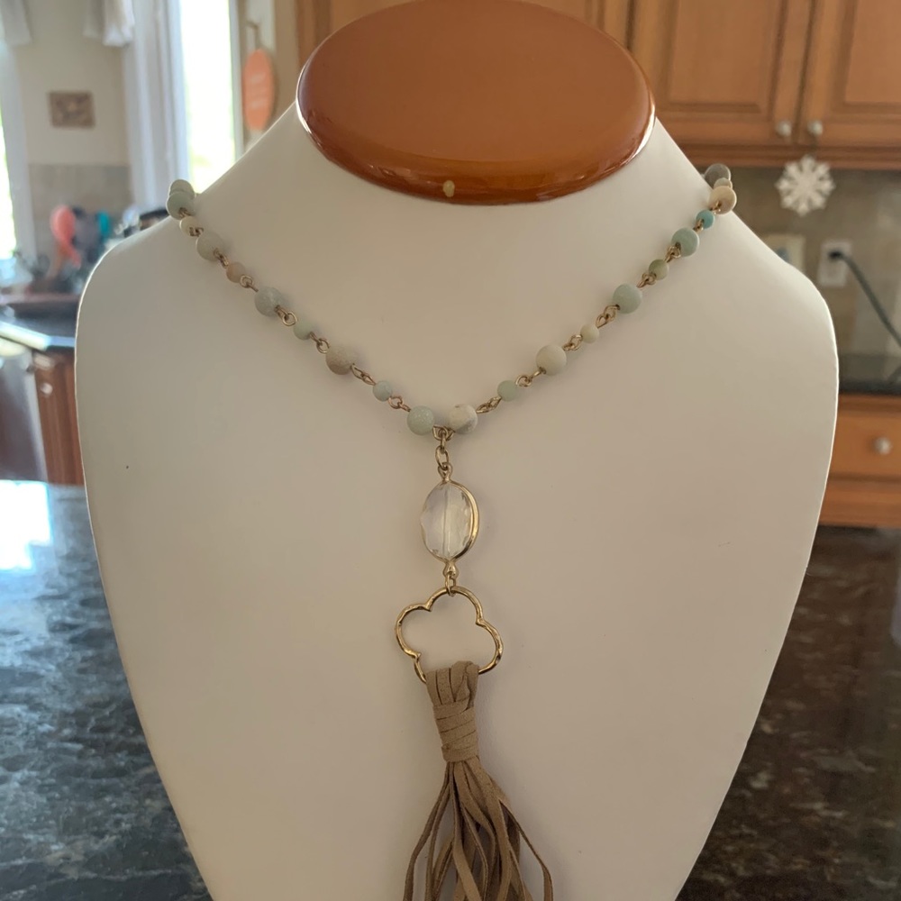 Boho Beaded Necklace with Gold Chain